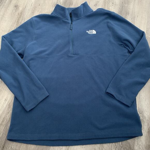 The North Face Pullover Mens XL Blue Fleece Quarter Half Zip Embroidered Logo - Picture 1 of 7